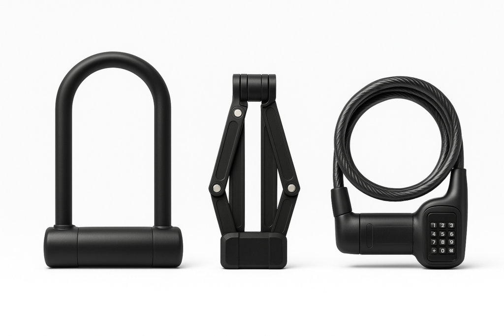 Antivols U, pliable et câble de face